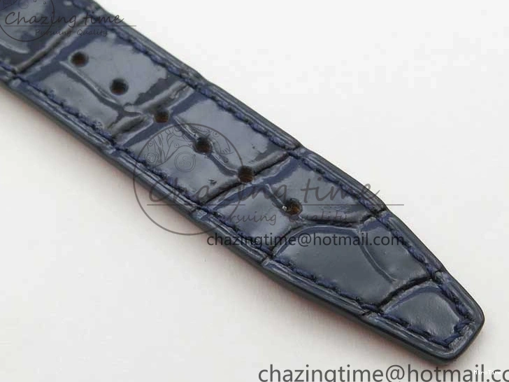 MIROTIME 1224 Portofino 37mm SS V7F 1:1 Best Edition Blue Dial Diamonds Bezel on Blue Leather Strap A Chic 7093